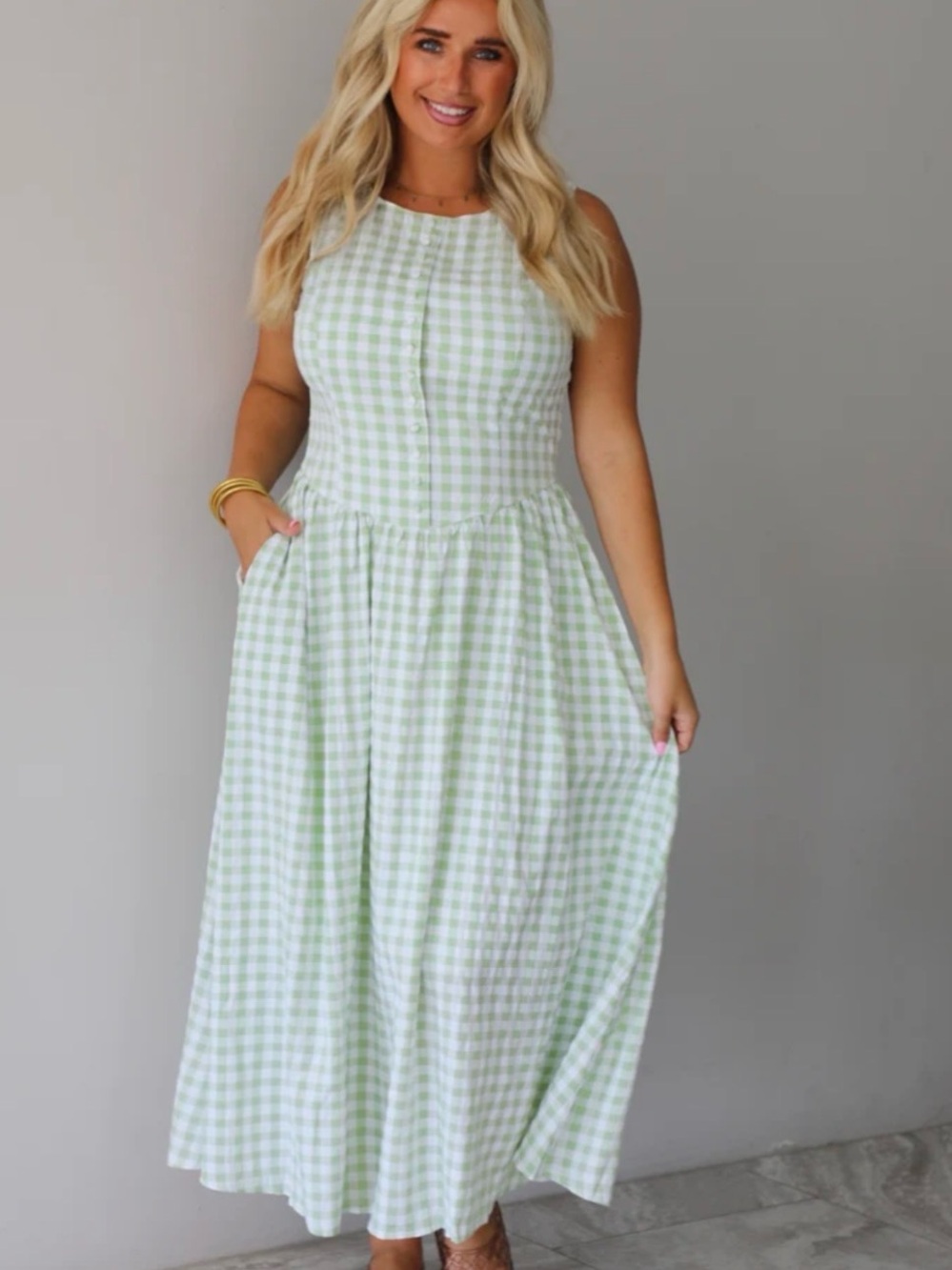 Early Evening Maxi Dress: Sage/White